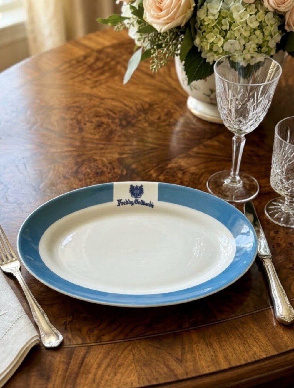 Blue and White Ceramic Serving Platter by